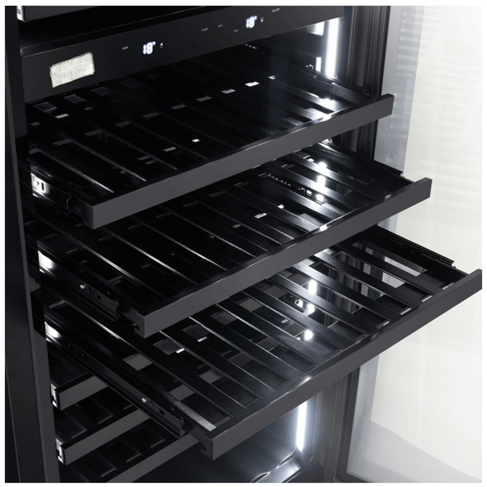 Artusi AWC154BV Dual Zone Wine Cooler, 125 Bottle, Reversible Door, Matte Black