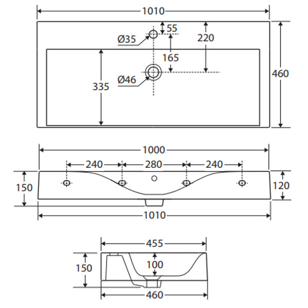 Fienza 10100AWHA RAK Des 101 Wall Basin, No Tap Hole, Alpine White