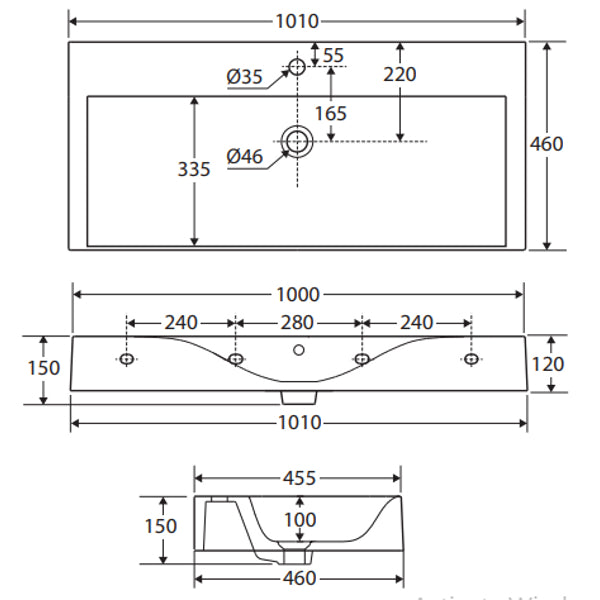 Fienza 10101AWHA RAK Des 101 Wall Basin, One Tap Hole, Alpine White