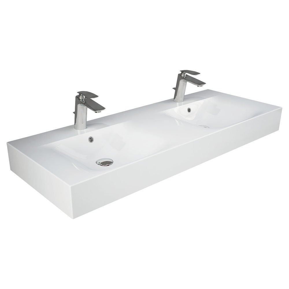 Fienza 12101AWHA RAK Des 121 Wall Basin, Two Tap Holes, Alpine White