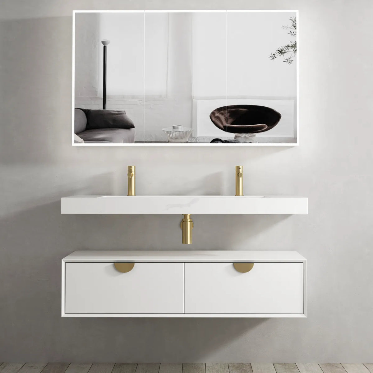 Otti Moonlight Wall Hung Vanity, Satin White