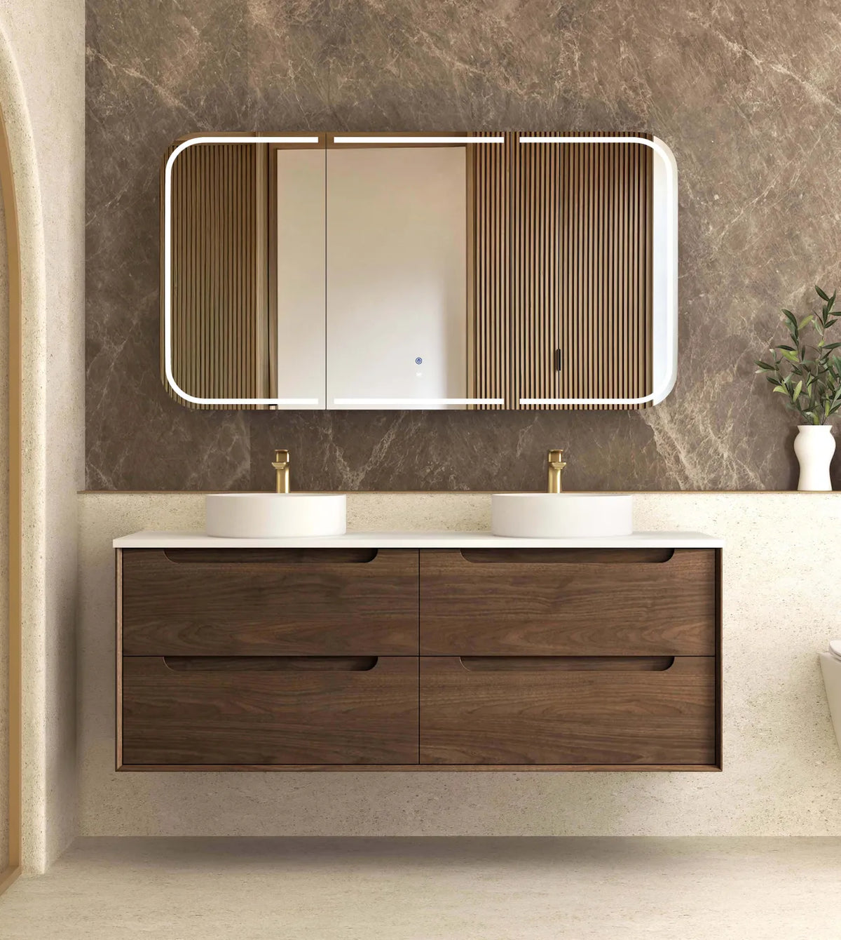 Otti Byron Sable Walnut Wall Hung Vanity