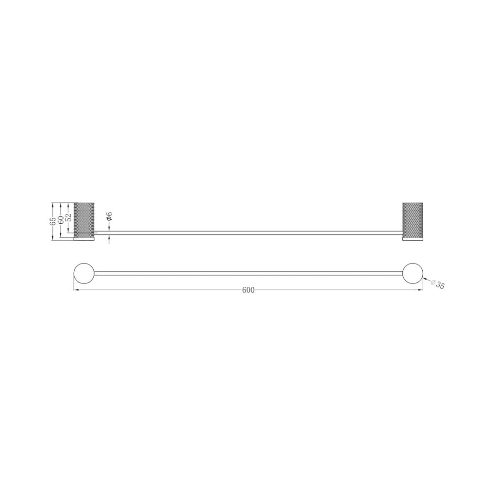 Nero NR2524GR Opal Towel Rail 600mm - Graphite Gunmetal Grey