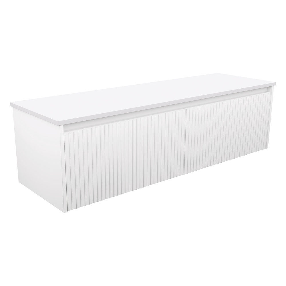 Fienza 150RW-C Alina Fluted Satin White 1500 Wall-Hung Cabinet, Cabinet Only