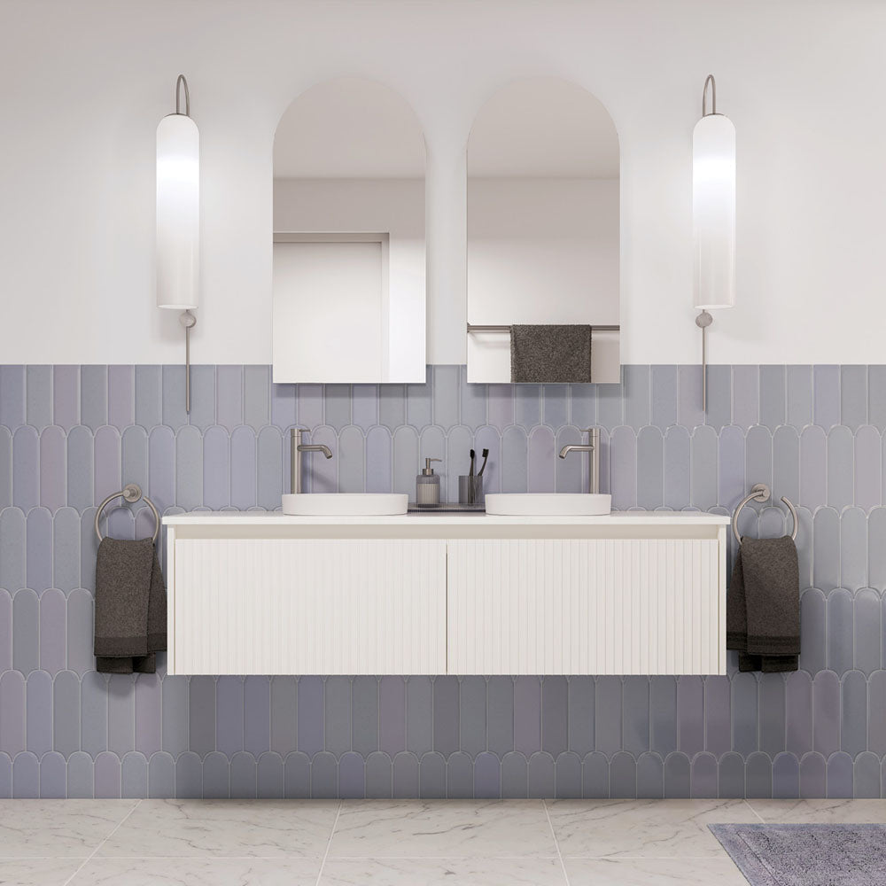 Fienza 150RW-C Alina Fluted Satin White 1500 Wall-Hung Cabinet, Cabinet Only