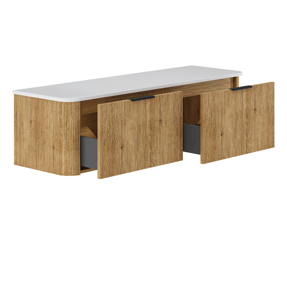 Fienza 150US-C Minka Curved Scandi Oak 1500 Wall Hung Cabinet