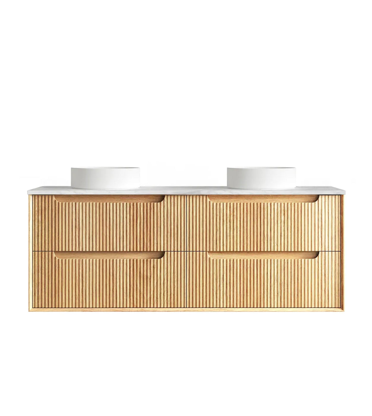 Otti Byron Wall Hung Vanity, Fluted Woodland Oak