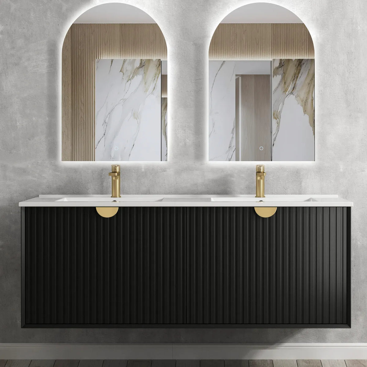 Otti Marlo Wall Hung Vanity, Satin Black