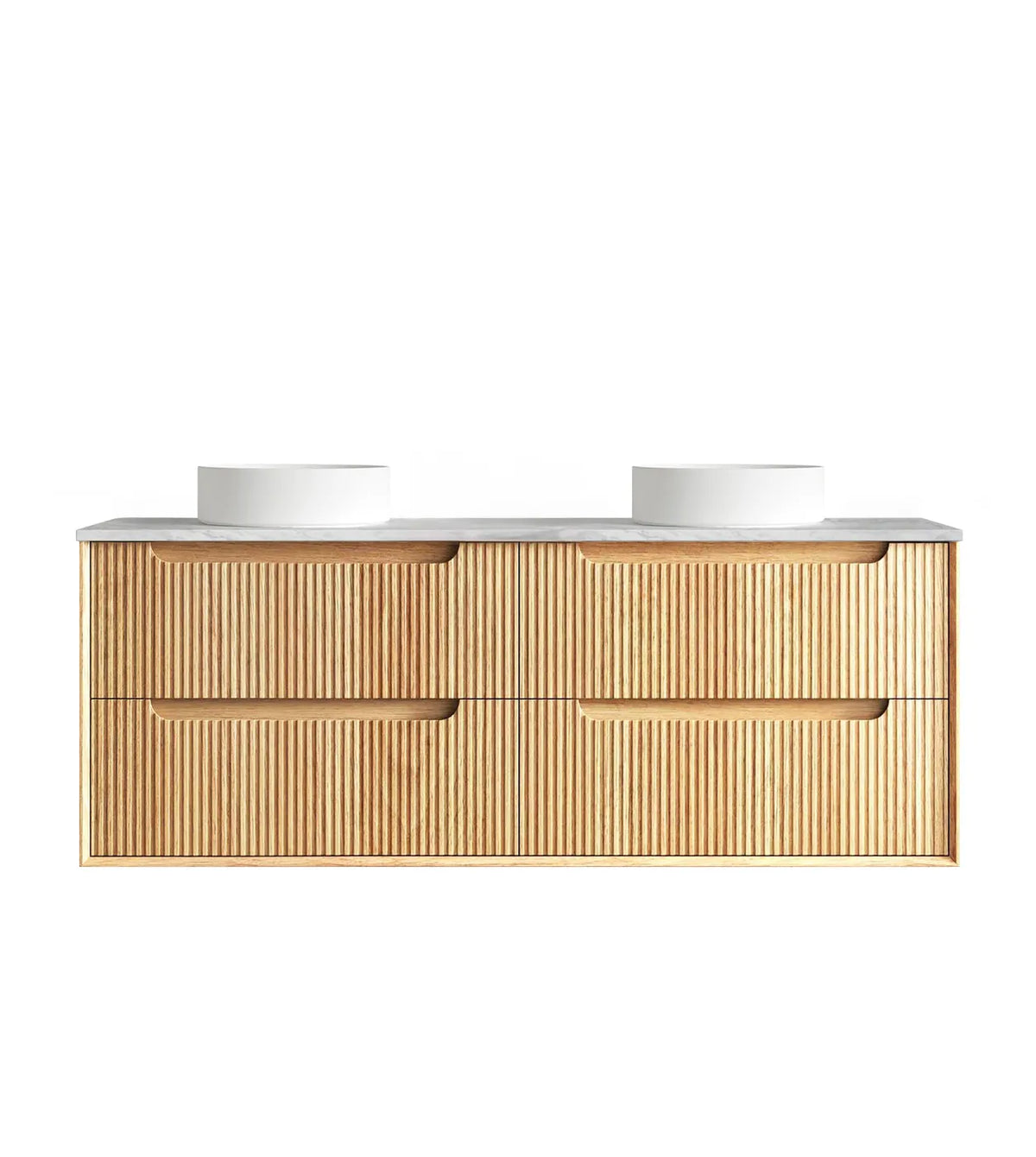 Otti Byron Wall Hung Vanity, Fluted Woodland Oak