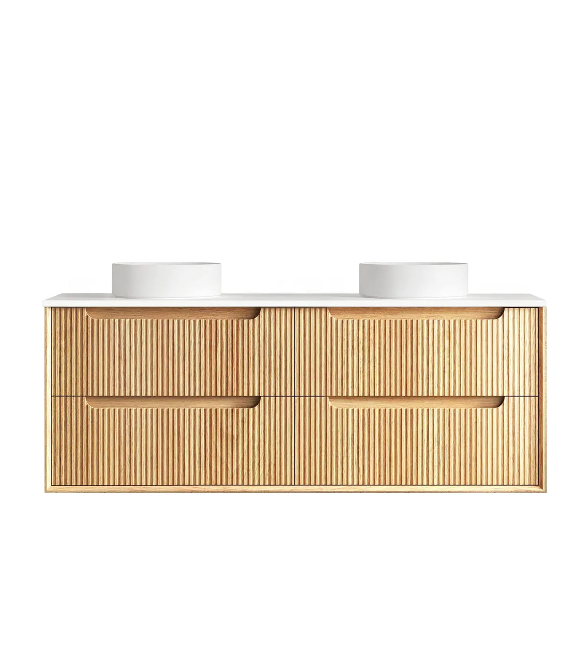 Otti Byron Wall Hung Vanity, Fluted Woodland Oak