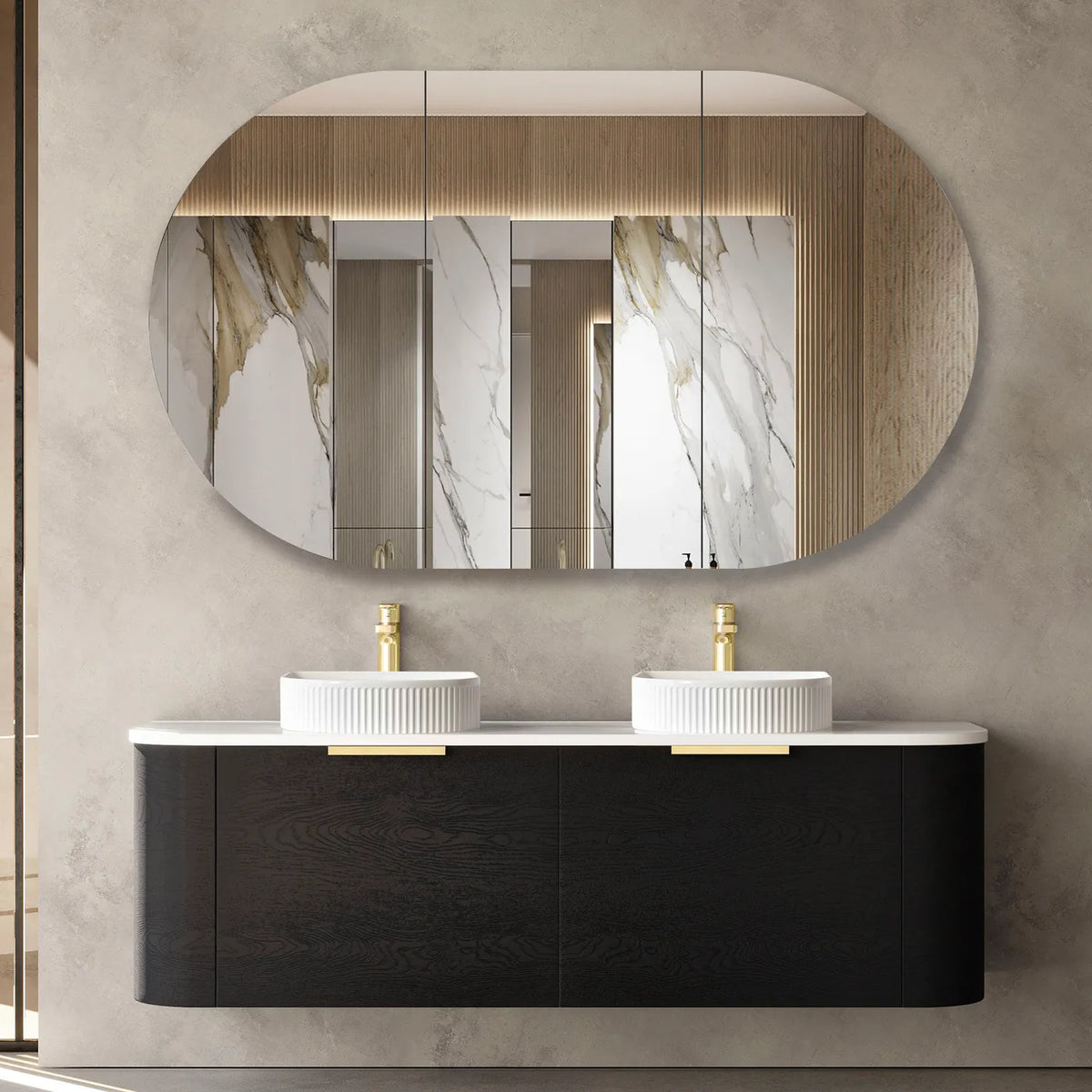 Otti Bondi Wall Hung Vanity, Black Oak