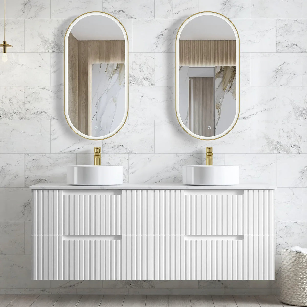 Otti Noosa Wall Hung Vanity, Satin White