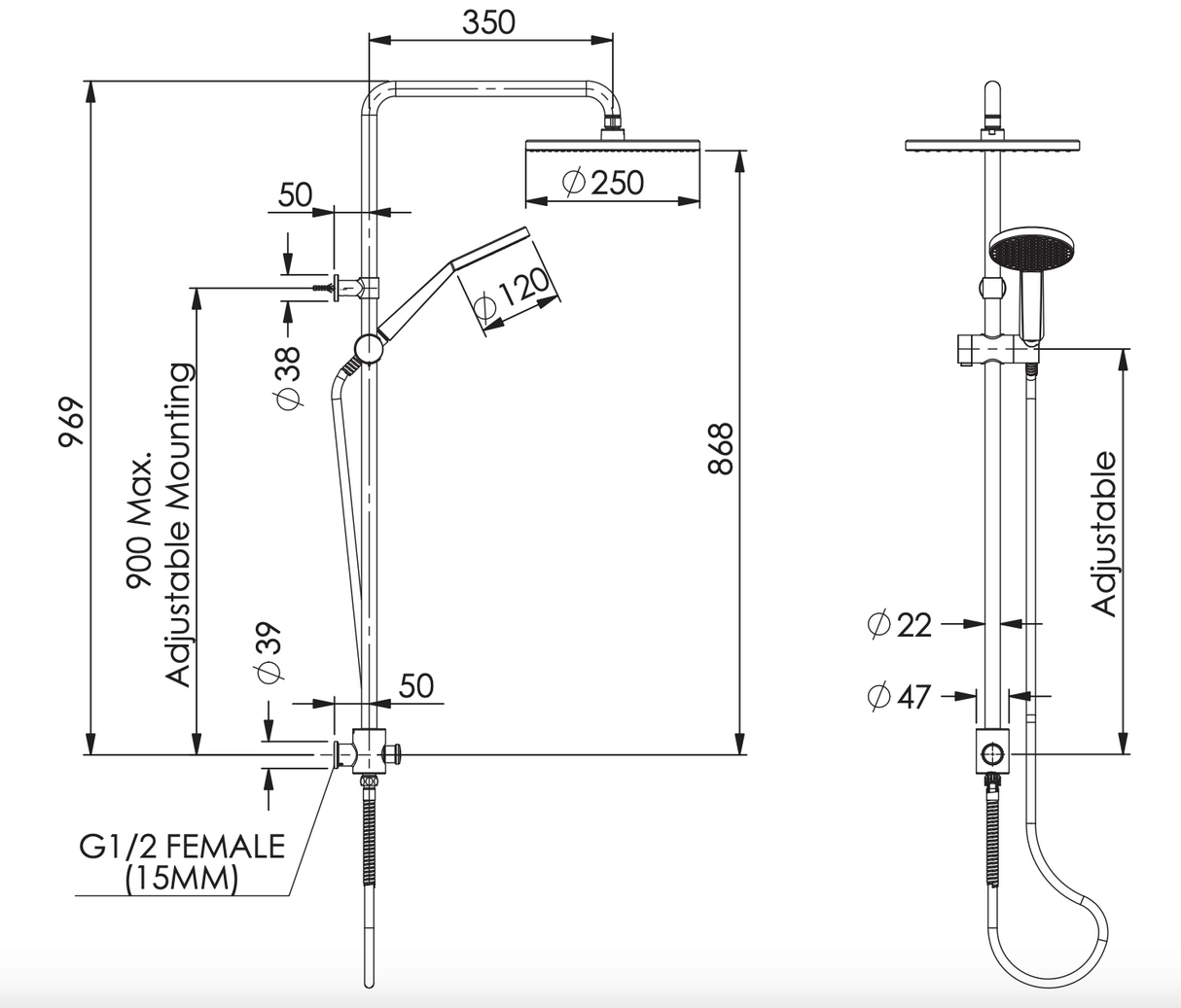 Greens Glide Rainboost Twin Rail Shower, PVD Brushed Nickel, 18290BN