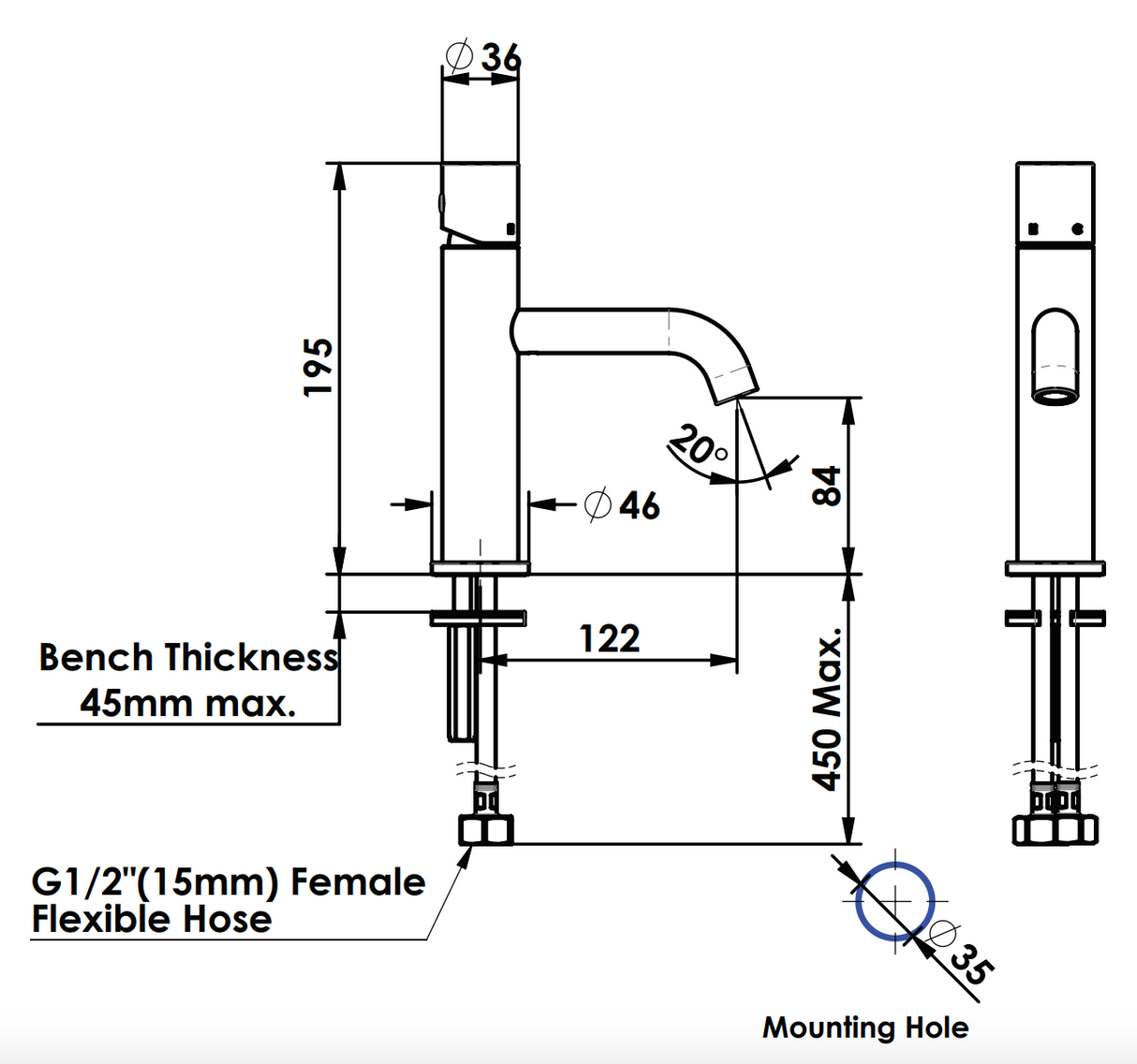 Greens Gisele Basin Mixer, PVD Brushed Copper, 18402558