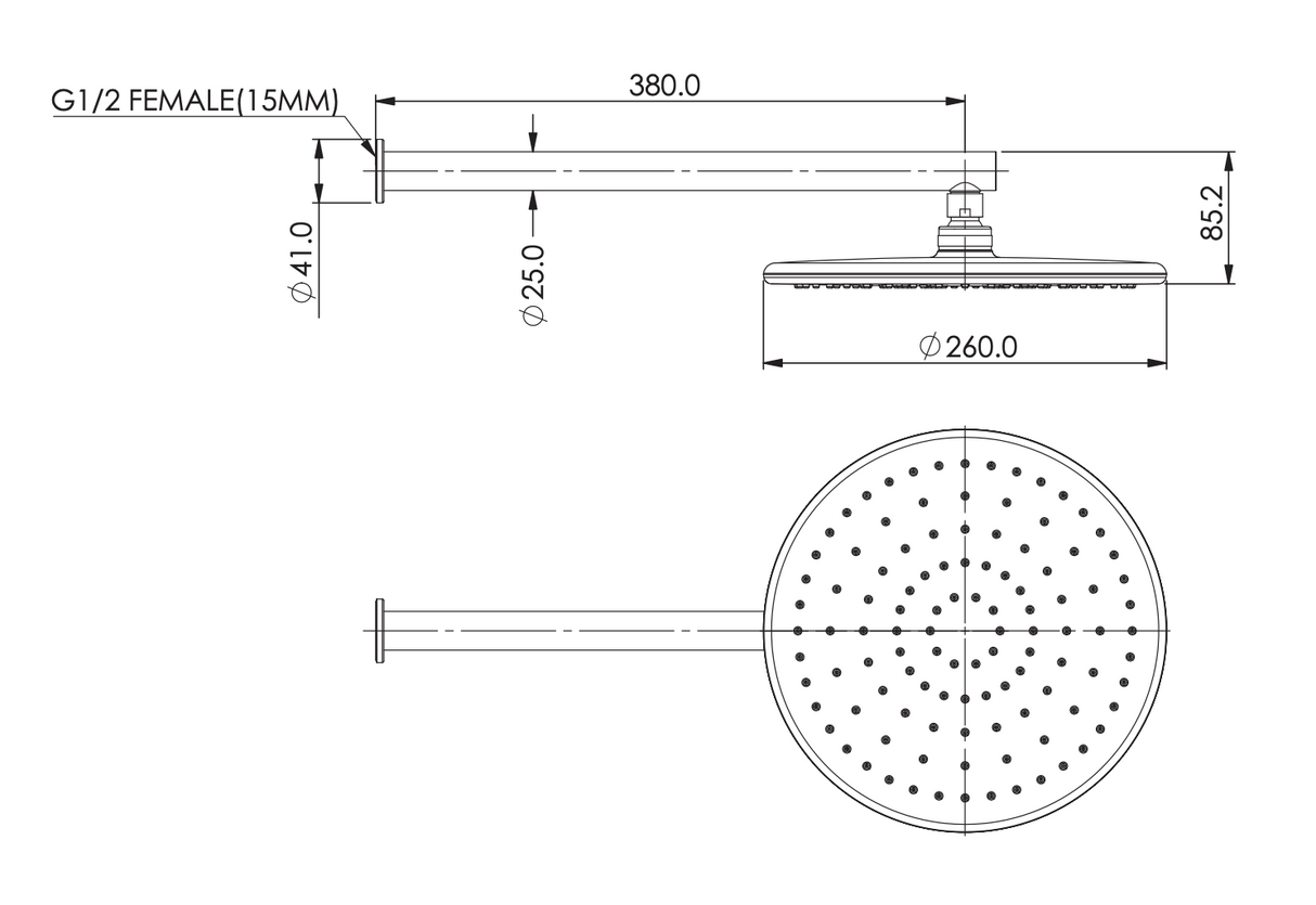 Greens Rocco Wall Shower, PVD Brushed Brass, 1850019BB