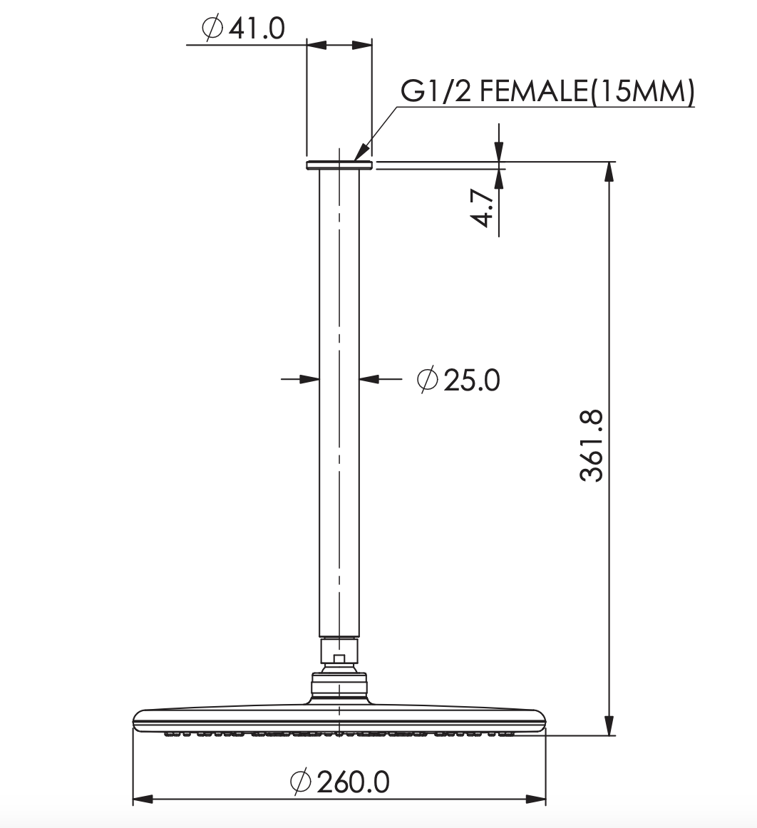 Greens Rocco Ceiling Shower, Matte Black, 1850029MB