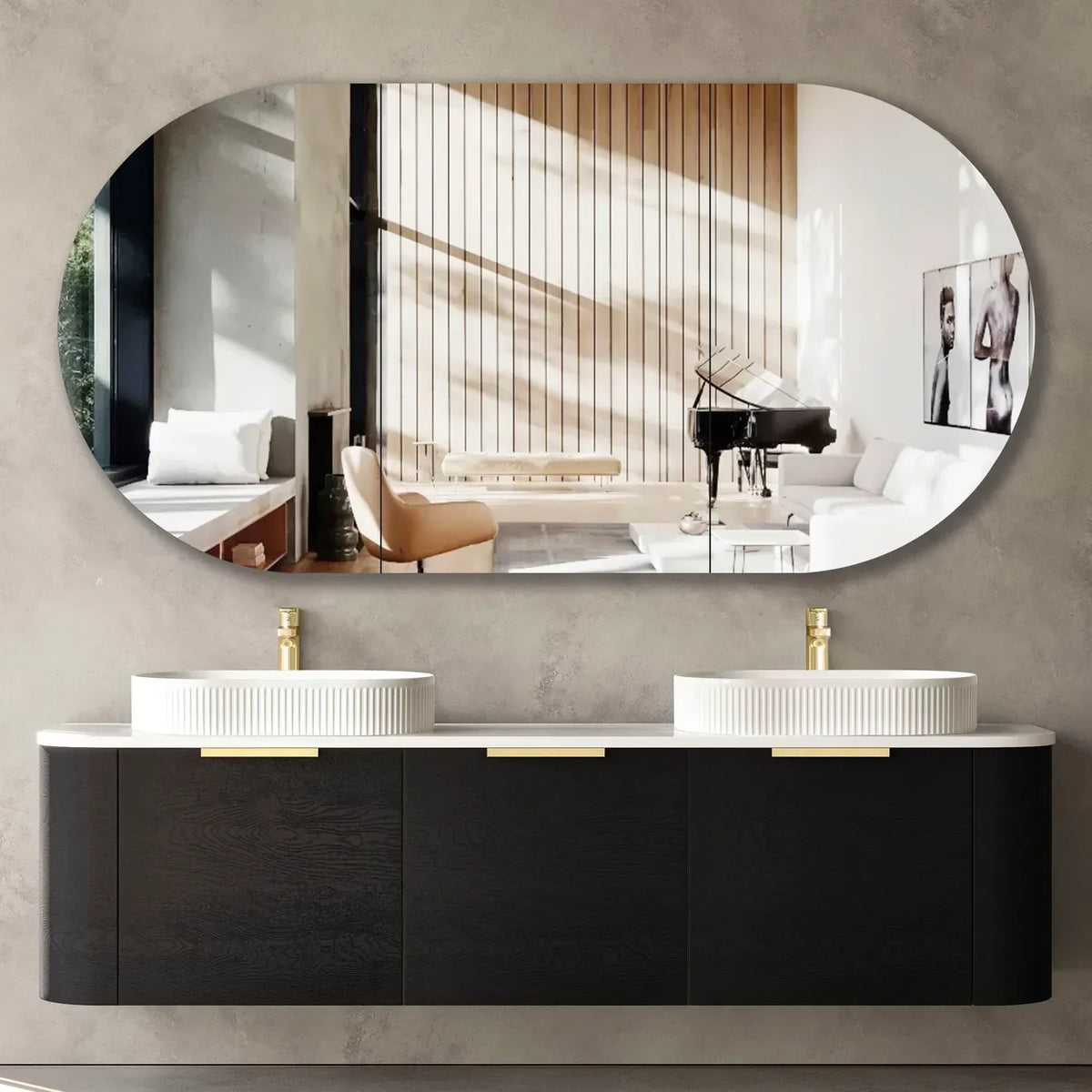 Otti Bondi Wall Hung Vanity, Black Oak