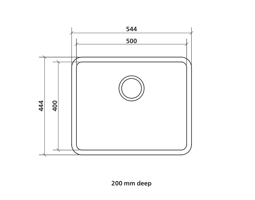 Seima Kubic 500 Single Bowl Sink with Overflow, No Taphole, 191674