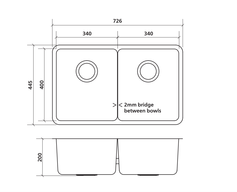 Seima Kubic 726 Double Bowl Sink, No Taphole 191679