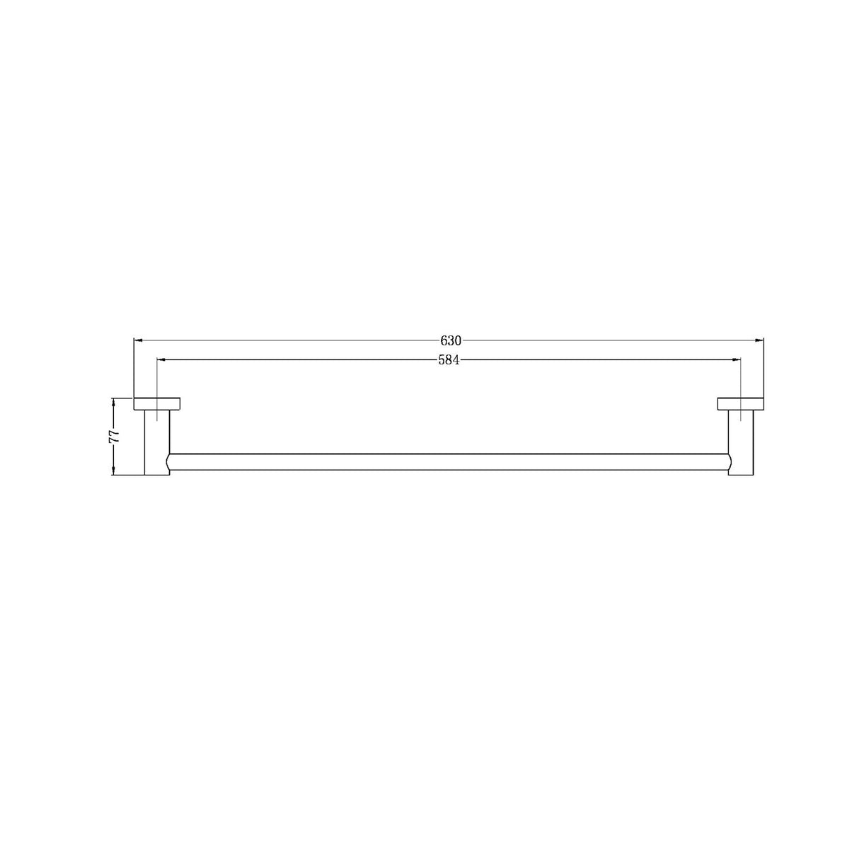 Nero Mecca Single Towel Rail - Chrome