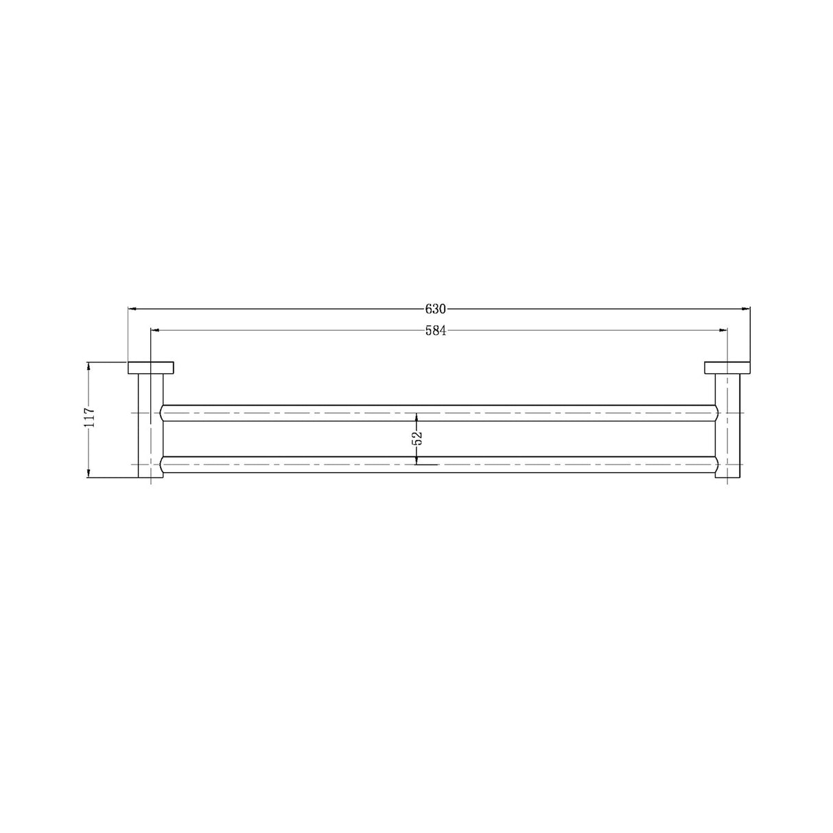 Nero NR1924dCH Mecca Double Towel Rail 600mm - Chrome