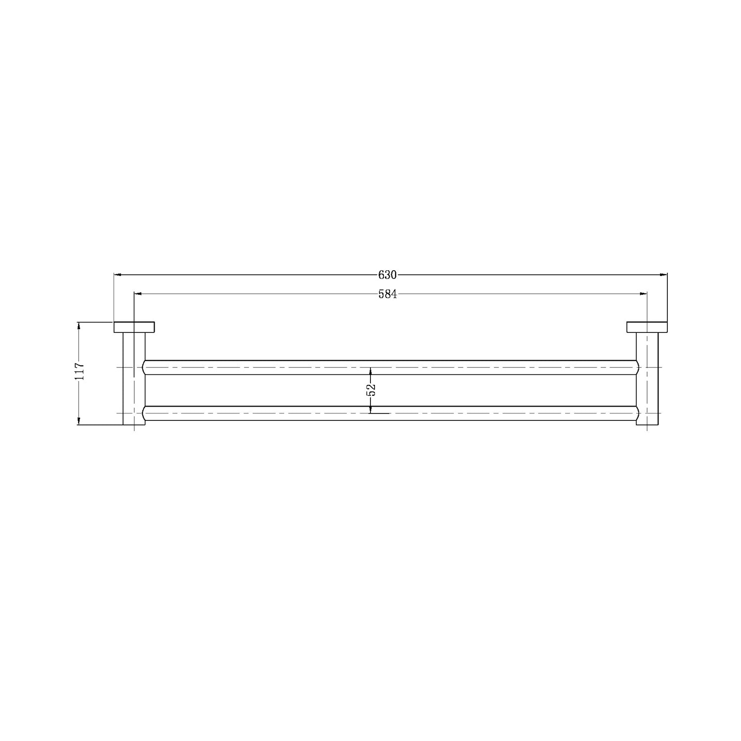 Nero NR1924dCH Mecca Double Towel Rail 600mm - Chrome