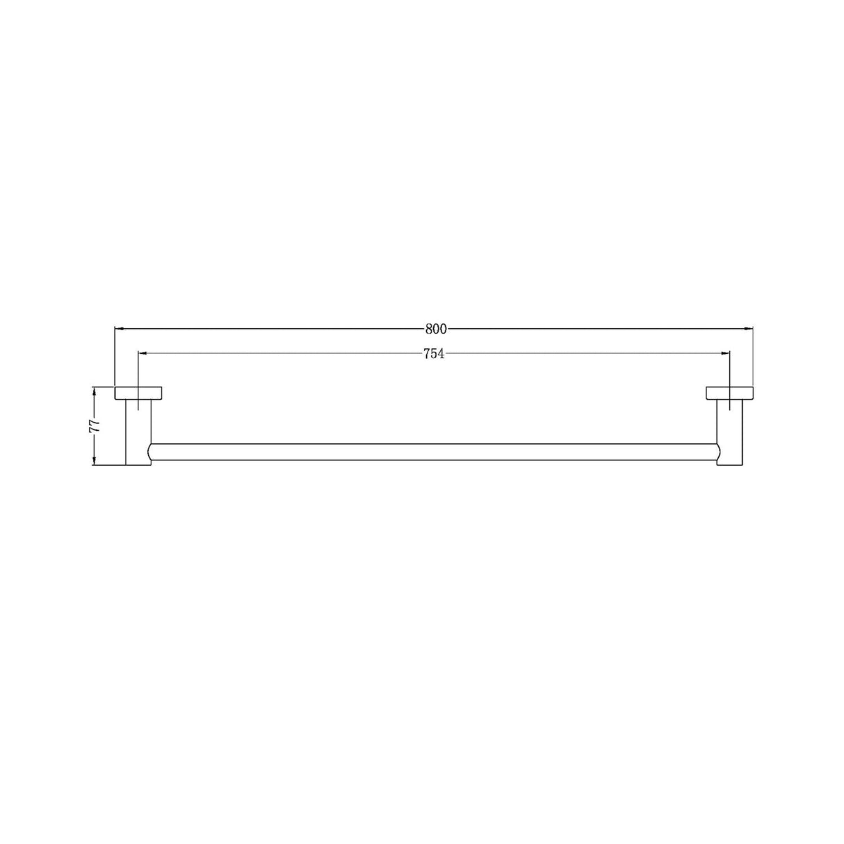 Nero Mecca Single Towel Rail - Chrome