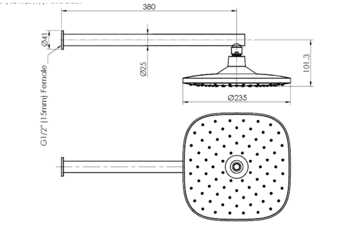 Greens Corban Wall Shower, Matte Black, 193001MB