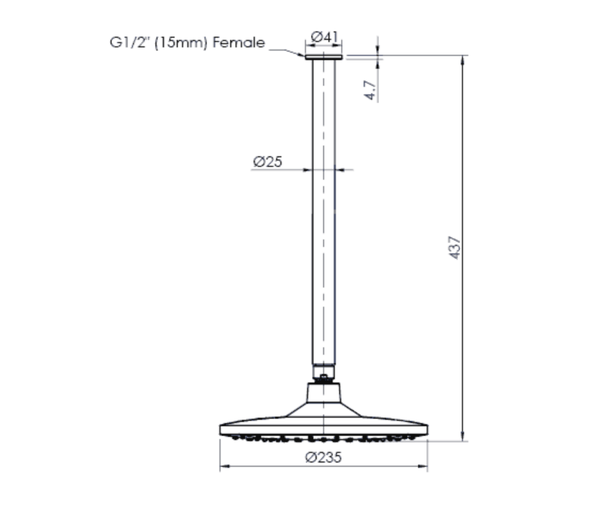 Greens Corban Ceiling Shower, Matte Black, 193002MB