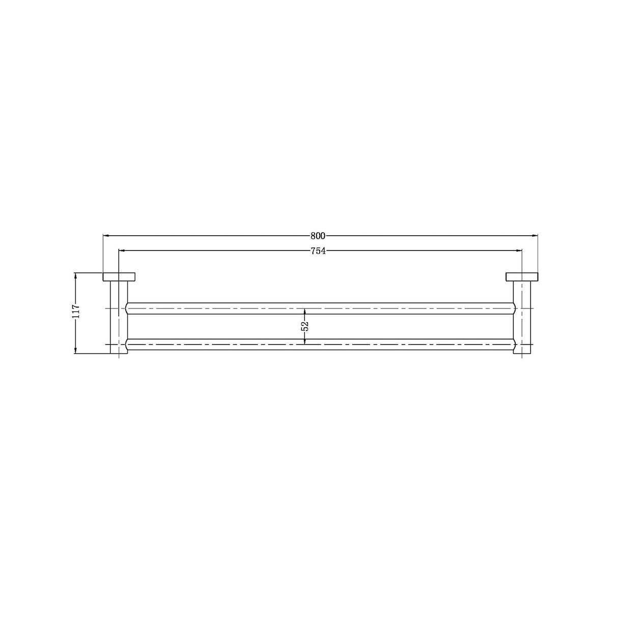 Nero NR1930dMW Mecca Double Towel Rail 800mm - Matte White