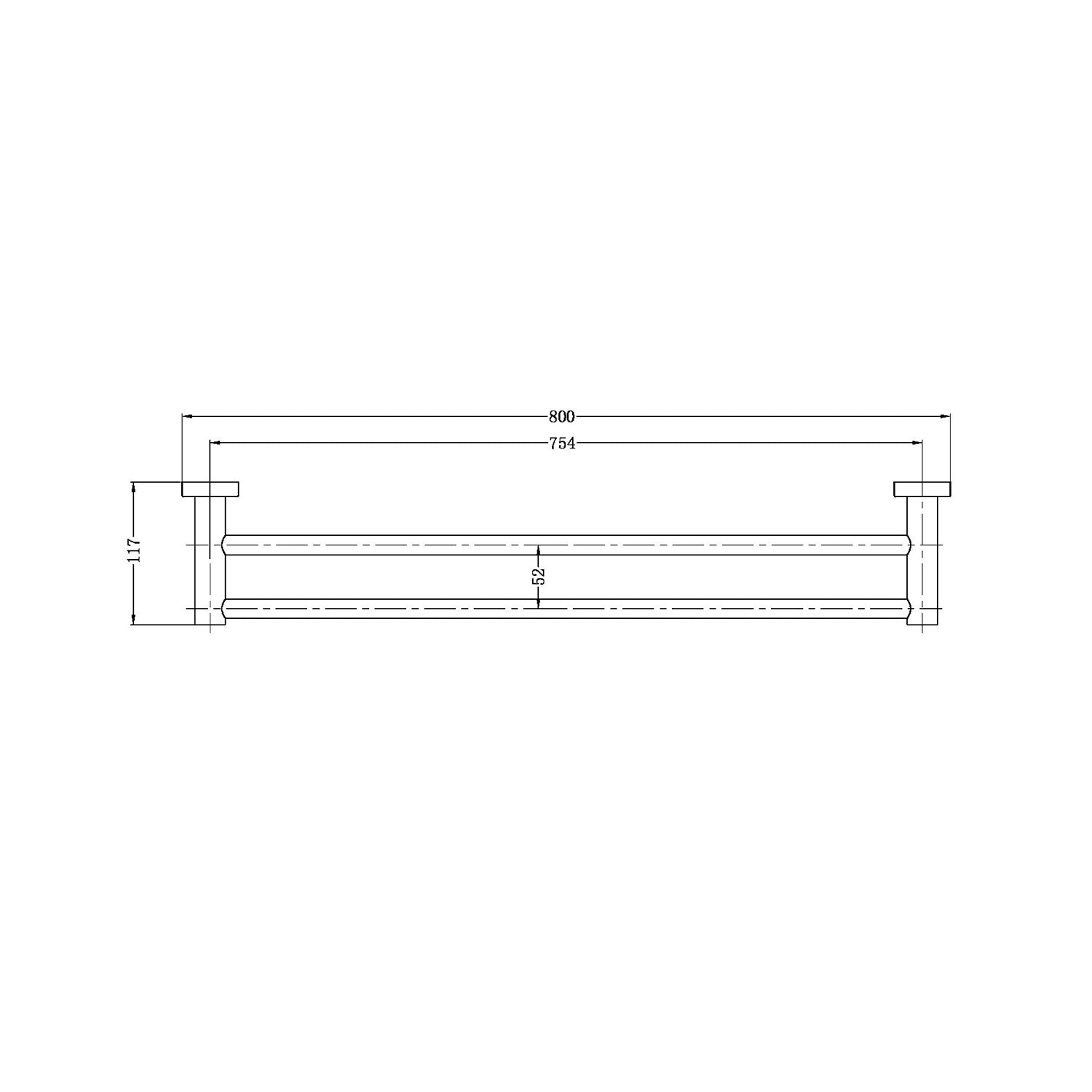Nero NR1930dMW Mecca Double Towel Rail 800mm - Matte White