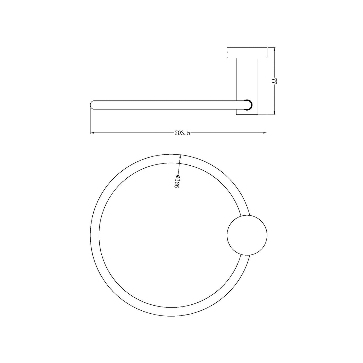 Nero NR1980MB Mecca Towel Ring - Matte Black