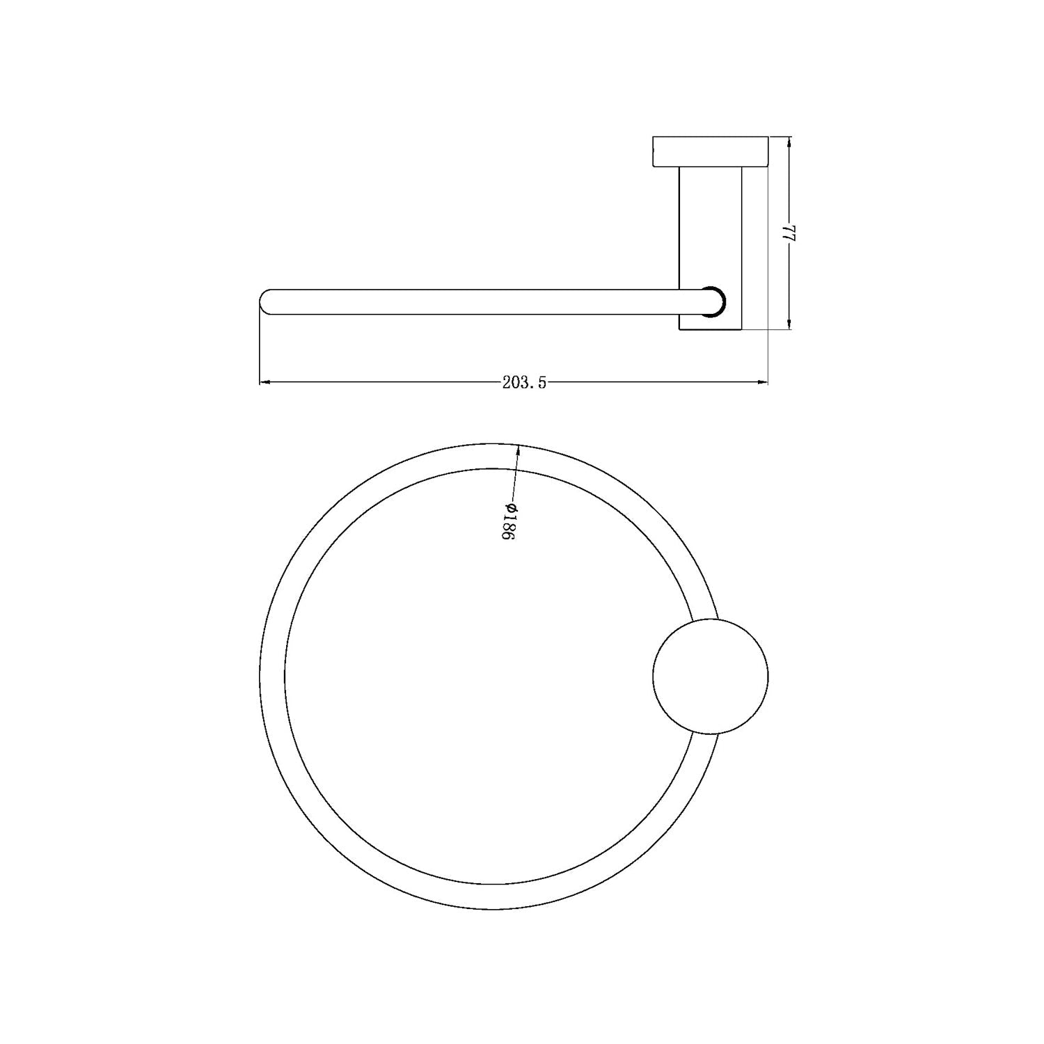 Nero NR1980MB Mecca Towel Ring - Matte Black