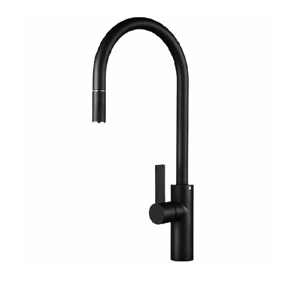 Abey Armando Vicario Luz Gooseneck Pull Out Mixer, Black, LUZ-1B