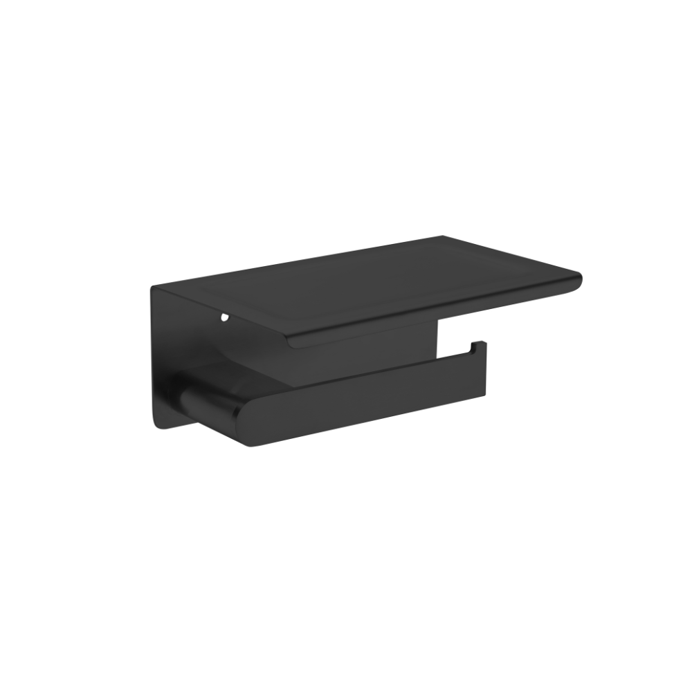 Nero Bianca Toilet Roll Holder with Phone Holder Matte Black NR9086AMB