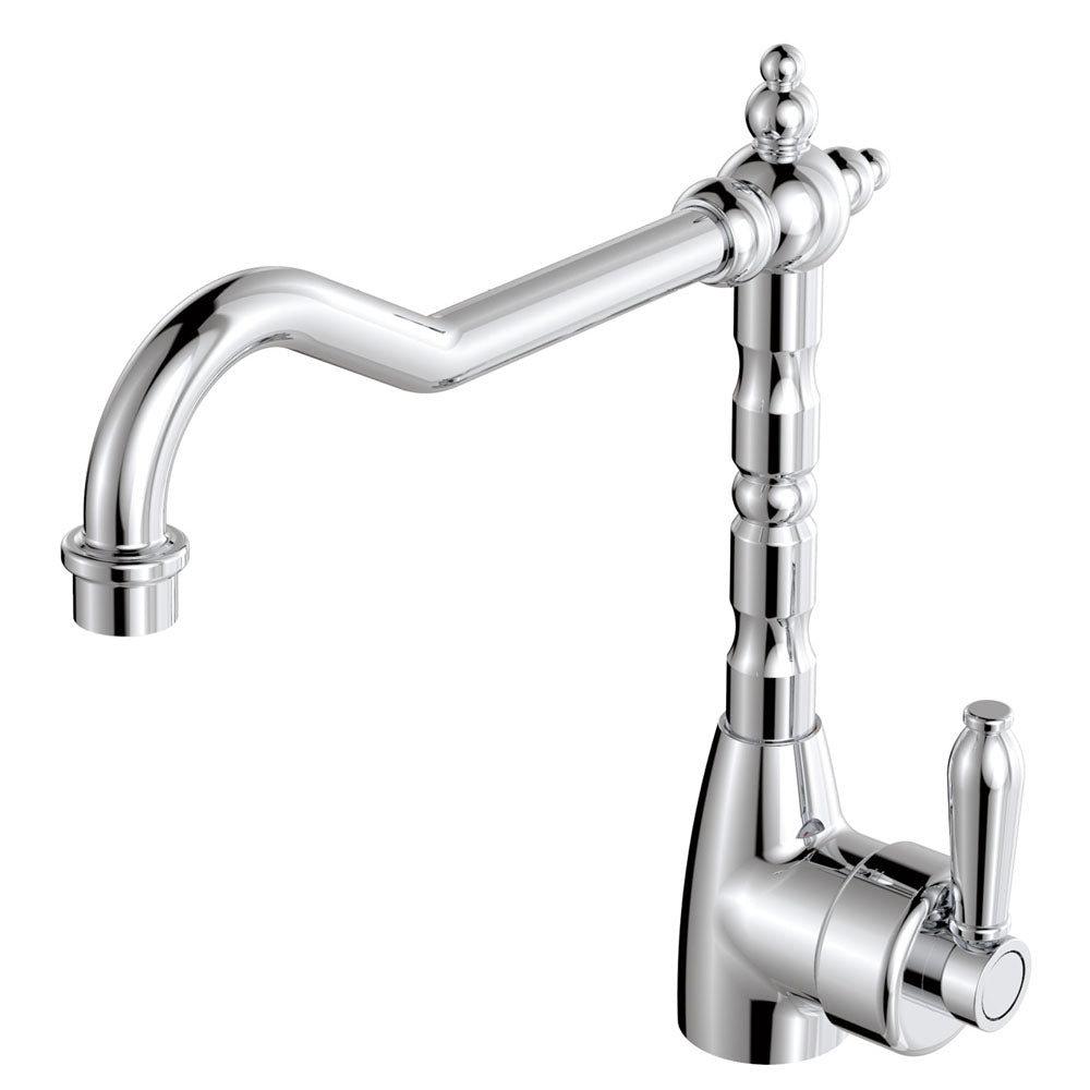 Fienza Eleanor 202105CC-LF Shepherds Crook Chrome Sink Mixer with Chrome Handle