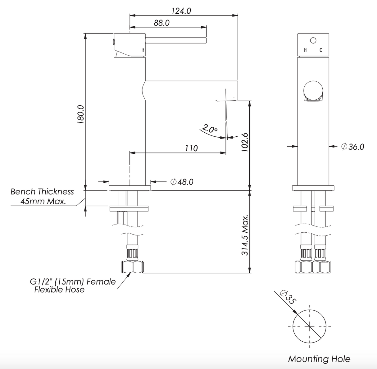 Greens Maci Basin Mixer, PVD Brushed Nickel, 21202551