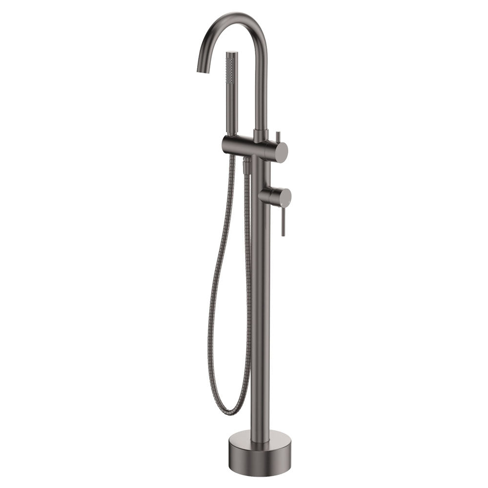 Fienza 213113GM Kaya Floor Mounted Bath Mixer With Hand Shower, Gun Metal