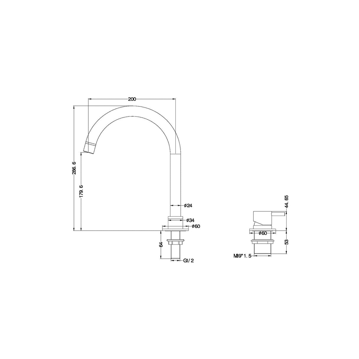 Nero NR221901bMW Mecca Hob Basin Mixer with Round Swivel Spout - Matte White