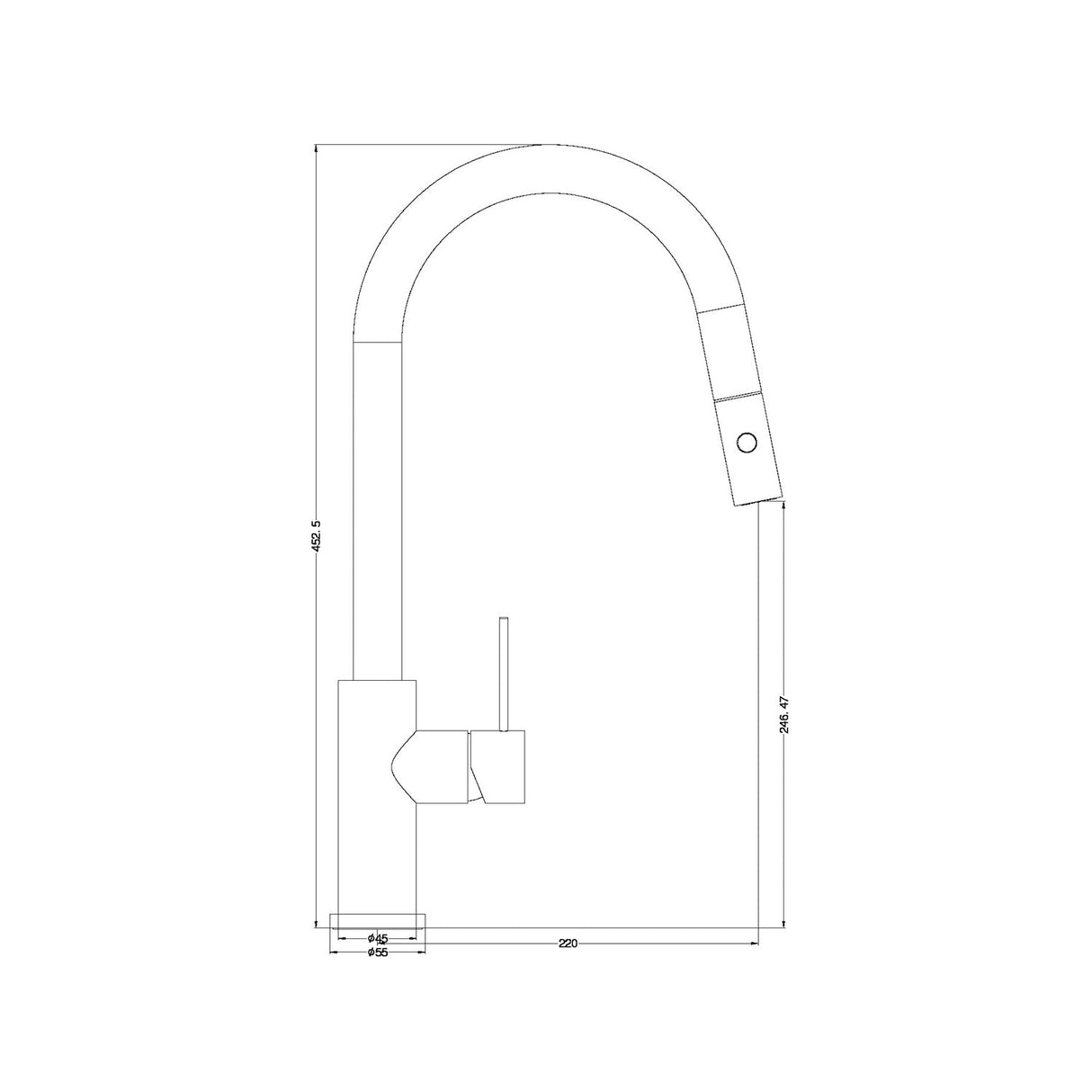 Nero NR221908BN Mecca Pull Out Sink Mixer With Veggie Spray Function - Brushed Nickel