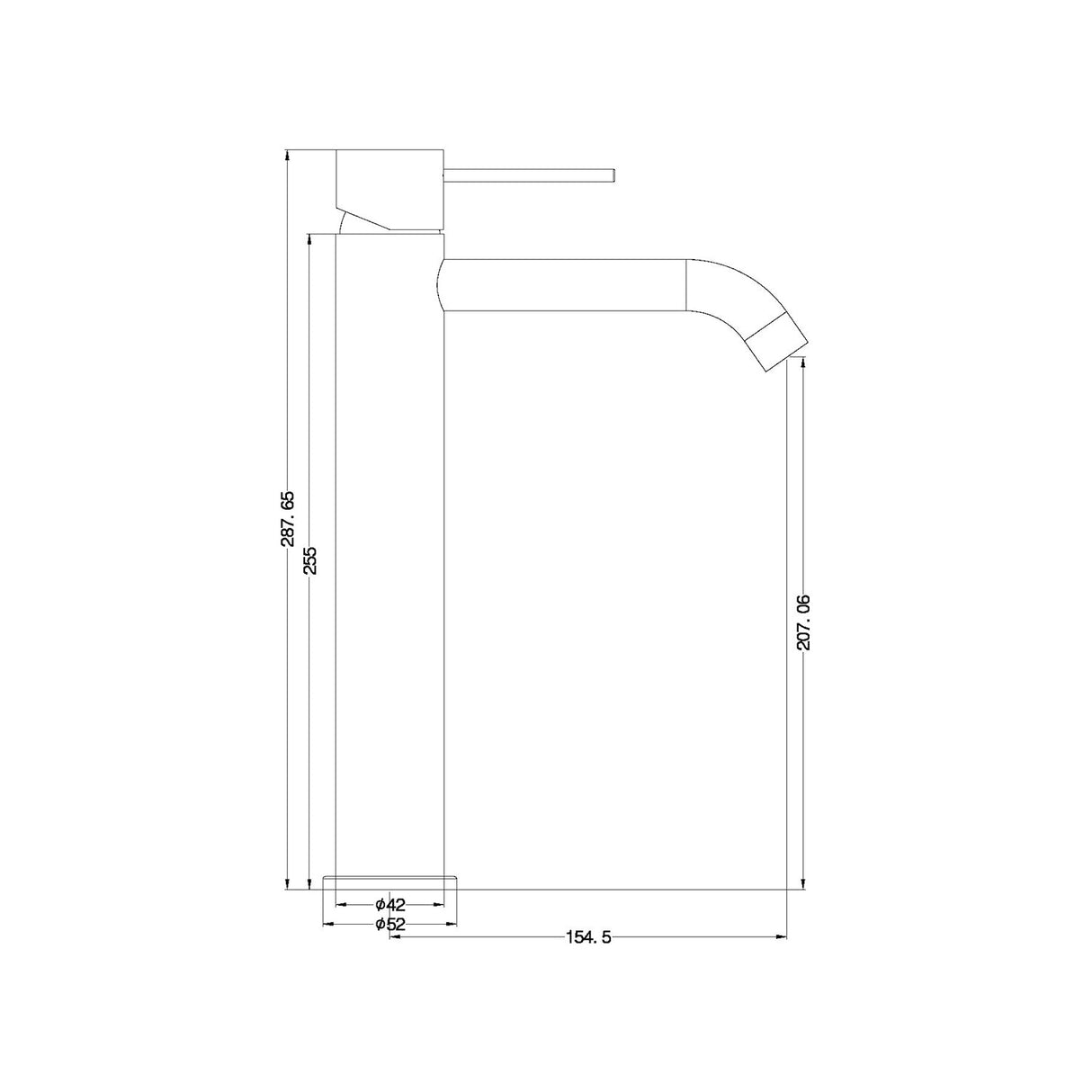 Nero NR221901aGM Mecca Tall Basin Mixer - Gunmetal Grey