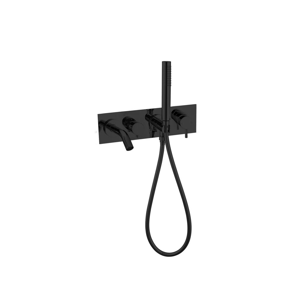 Nero NR221903dMB Mecca Wall Mounted Bath Mixer with Handshower - Matte Black