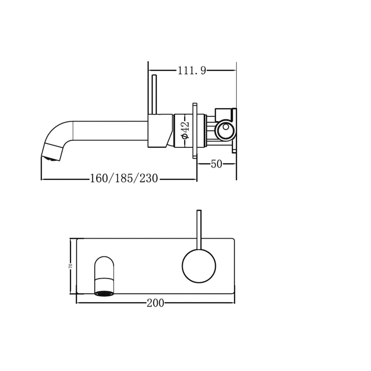 Nero Mecca Wall Mixer Set Basin / Bath Handle Up - Matte White