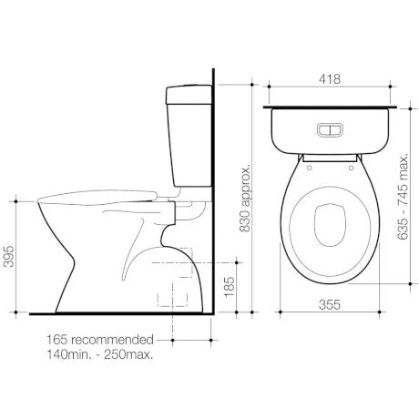 Caroma Aire Concorde Connector Toilet Suite - Special Order