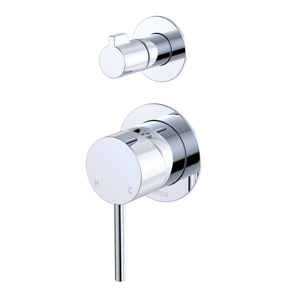 Fienza 228102-4-LF Kaya Wall Diverter Mixer, Small Round Plates, Chrome