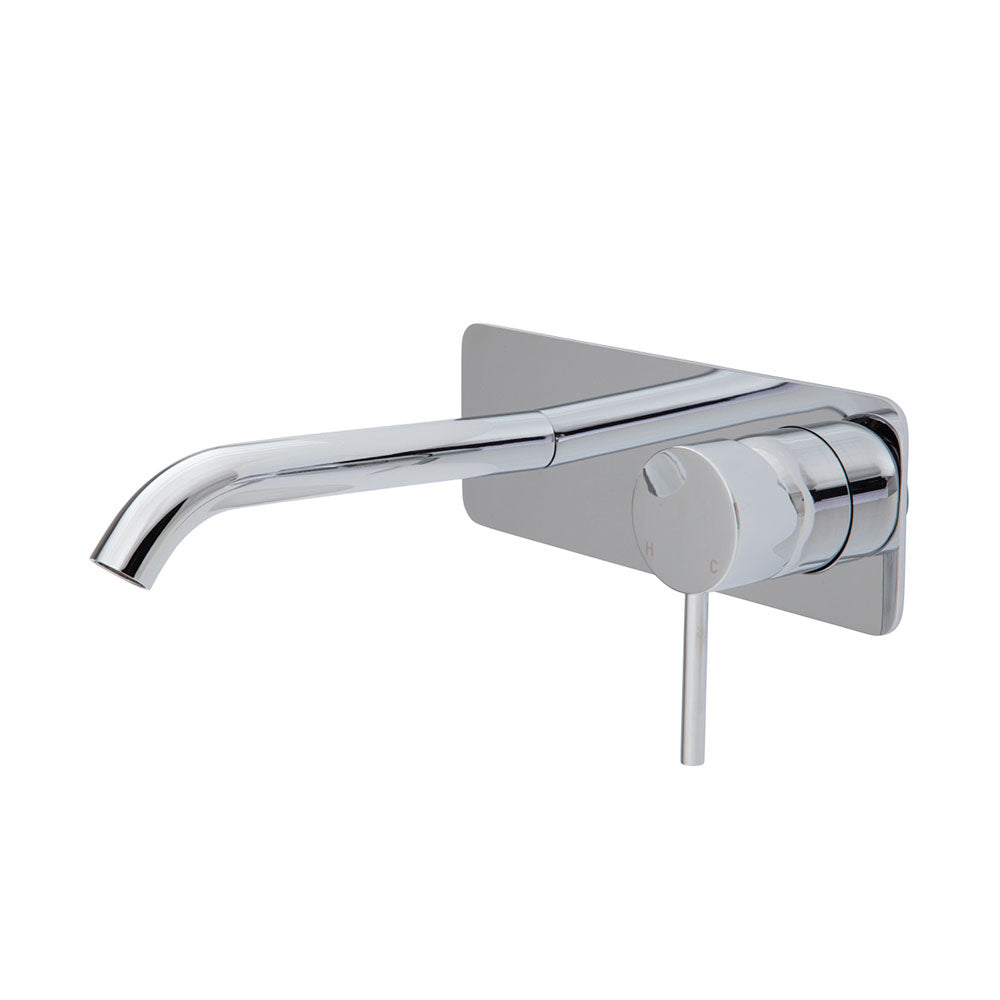 Fienza Kaya Wall Basin/Bath Mixer Set Square Plate 160Mm Outlet 228106 Bathroom Mixers
