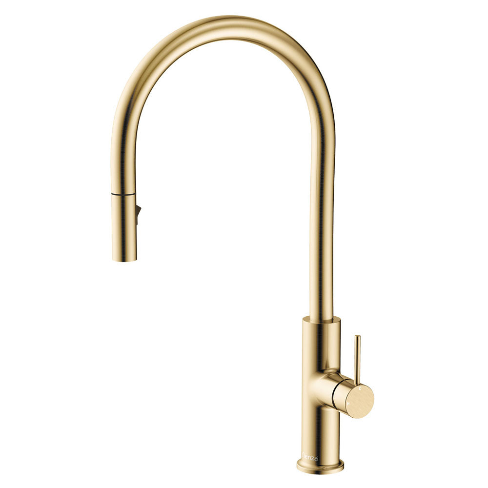 Fienza Kaya Pull Out Sink Mixer Urban Brass 228108Ub Kitchen Taps