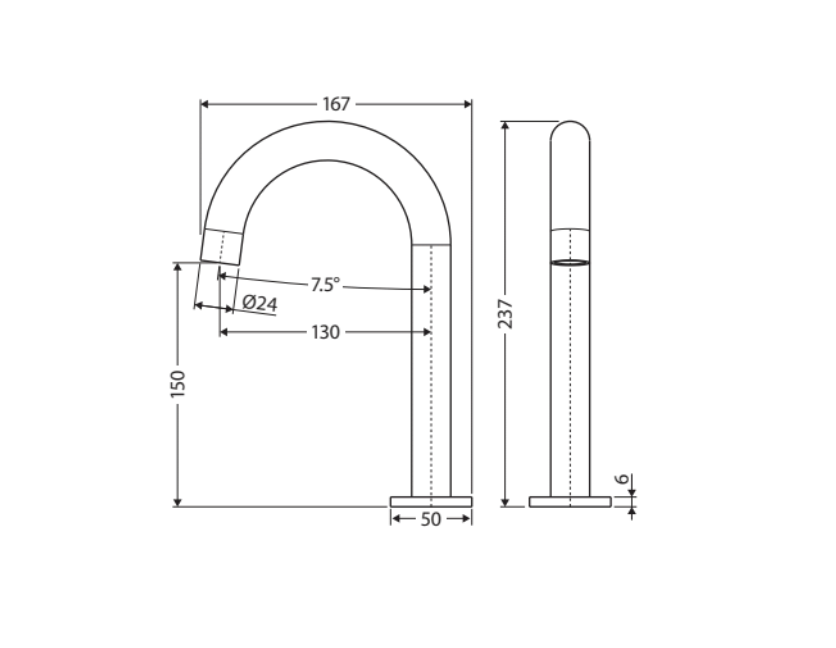 Fienza 228111MW Kaya Hob Bath/ Basin Outlet, Matte White