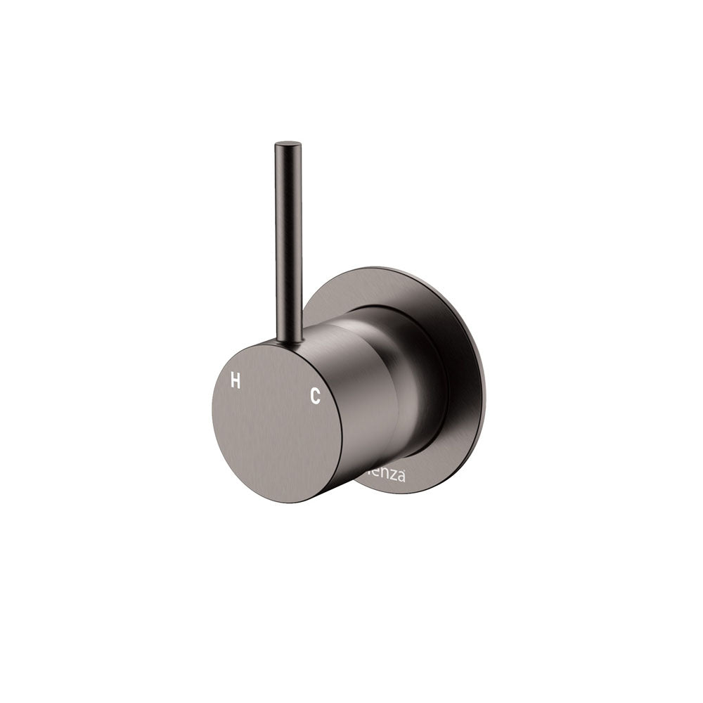 Fienza 228114GM-LF Kaya Up Wall Mixer, Small Round Plate, Gun Metal