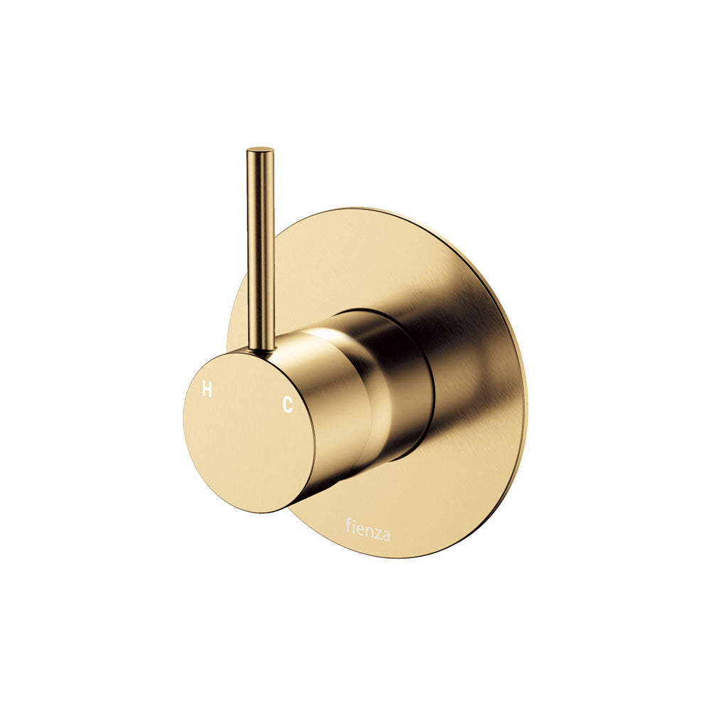 Fienza 228114UB-3-LF Kaya Up Wall Mixer, Large Round Plate, Urban Brass
